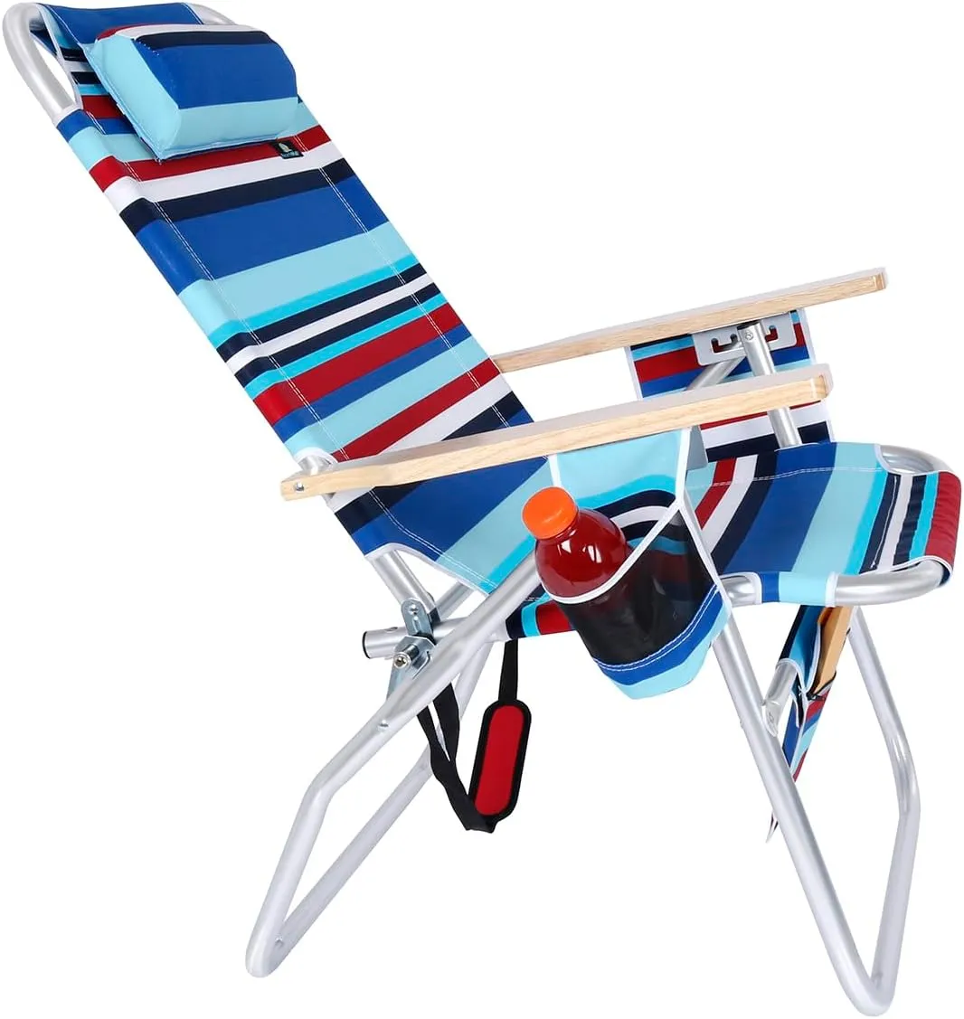 Deluxe XL Tall 17 Inches High Seat Beach Chair for Adults Heavy Duty, Aluminum Frame, Wide Plus Size, 300 lb Capacity