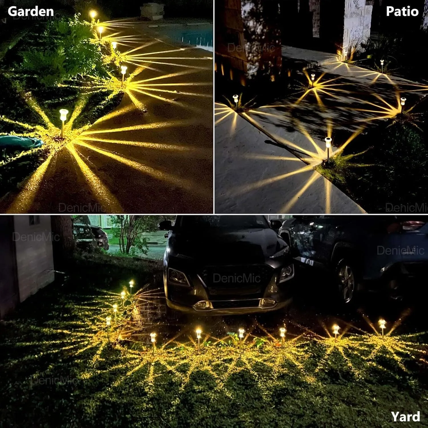 DenicMic Solar Lights Outdoor Pathway Lights 3000K LED Waterproof Acrylic Lamp Head Stainless Steel Stake for Yard Garden Landscape Path Walkway Driveway Patio Lawn (Warm White 10Pack)