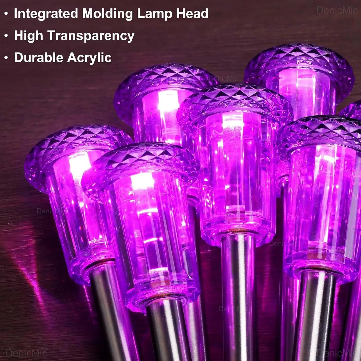 DenicMic Solar Lights Outdoor Pathway Lights LED Waterproof Acrylic Lamp Head Stainless Steel Stake for Yard Garden Landscape Path Walkway Driveway Patio Lawn (Purple 10Pack)