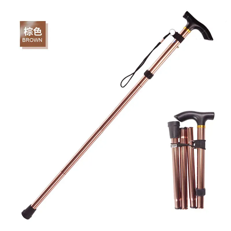 Desert Fox 4-Section Folding Walking Stick: Aluminum Alloy Telescopic Trekking Pole