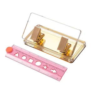 Desktop Paper Punch with Non-Slip Fabric Base Gold Mirror, Acrylic Two Holes Puncher, 10-Sheet Capacity for Use in Scrapbooking, Offices, Schools, and Studios