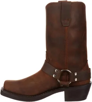 DHAEY Cowboy Boots for Men Women Round Toe Comfortable Mid-Calf Knight Boots Leather Wear-Resistant Slip Resistant Traditional Country Boot Work Boots (Color : Brown, Size : 10 Women/8.5 Men)