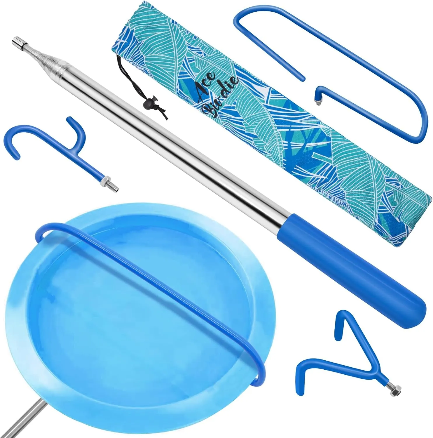 Disc Golf Retriever Pole 16 Feet, Telescopic Discs Retriever with Durable Stainless Steel Frame and Carry Bag - Extendable Golf Accessories Grabber to Retrieve Discs in Water, Trees, Bushes
