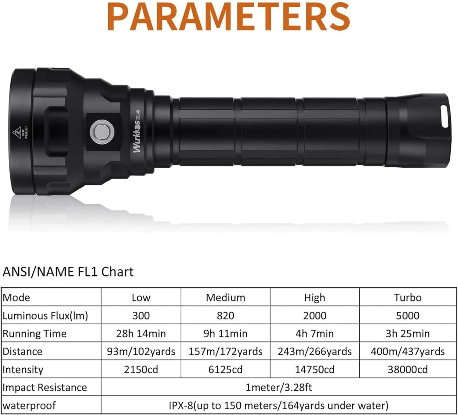 DL06 Dive Flashlight IPX8 Waterproof
