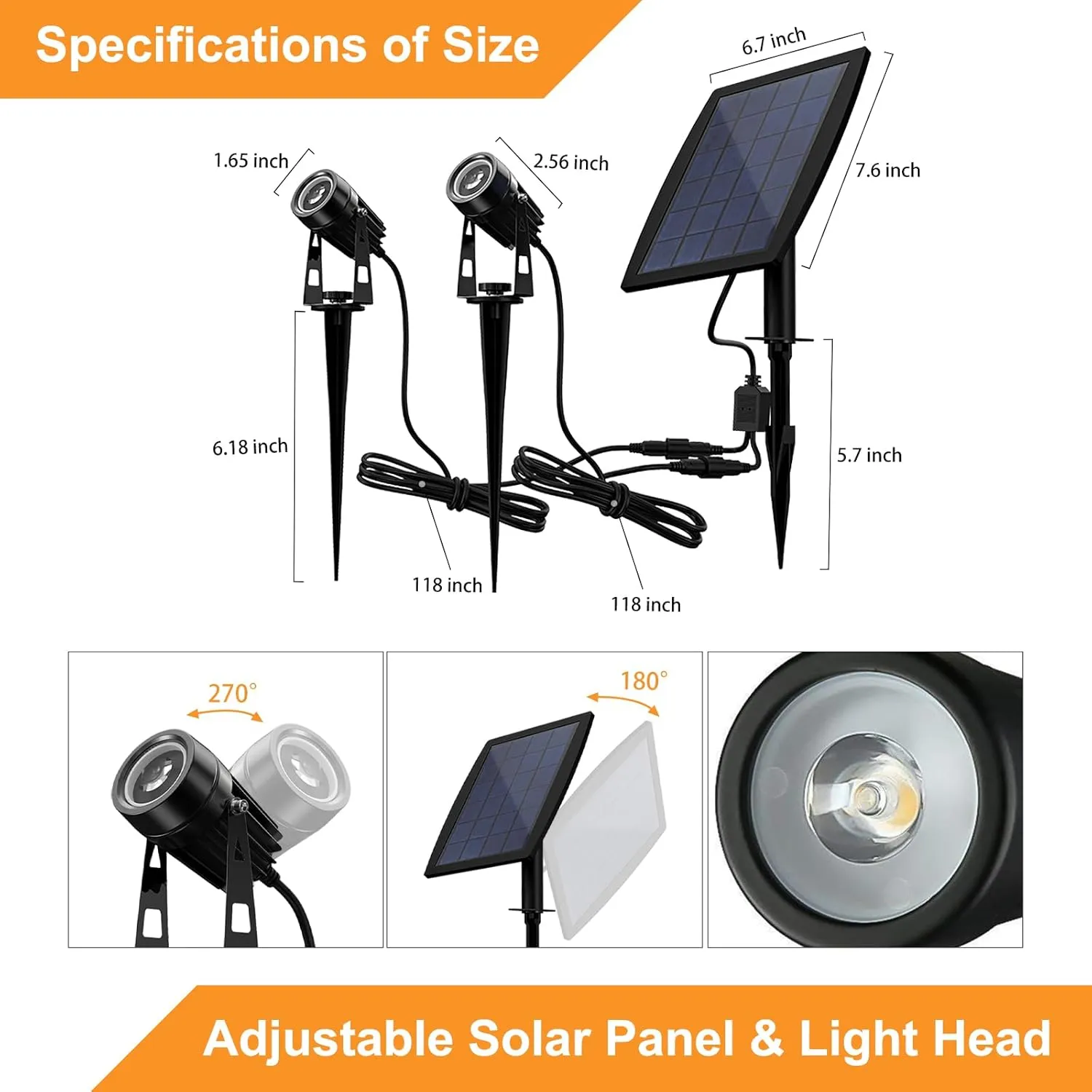 DLLT LED Solar Landscape Spotlights, 2W Solar Spotlights Outdoor IP65 Waterproof, 9.8ft Cable 2-in-1 Solar Powered Lights, Auto On/Off Tree Spot Lights for Yard, Driveway, Walkway, Red Lighting
