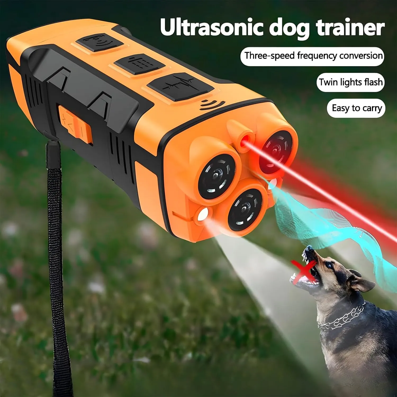 Dog Bark Deterrent Devices, Anti Barking Long Range 50ft for Training in Outdoor, 3 Modes Ultrasonic (1Pcs)