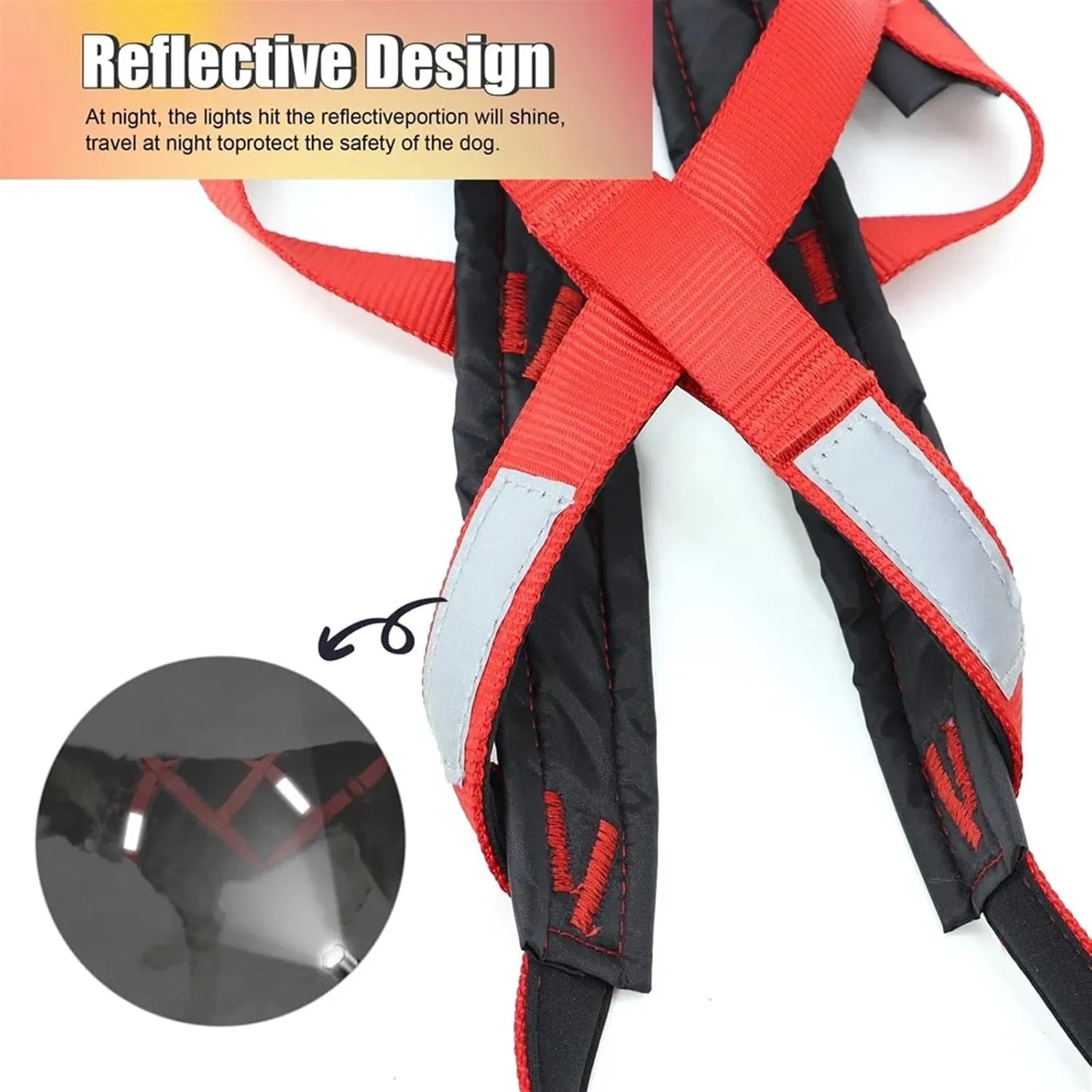 Dog Sledding Harness,Dog Harness Reflective Pet Sledding Skijoring Harness Waterproof Big Large Dogs Weight Pulling Vest for Pet Training(Red,M)