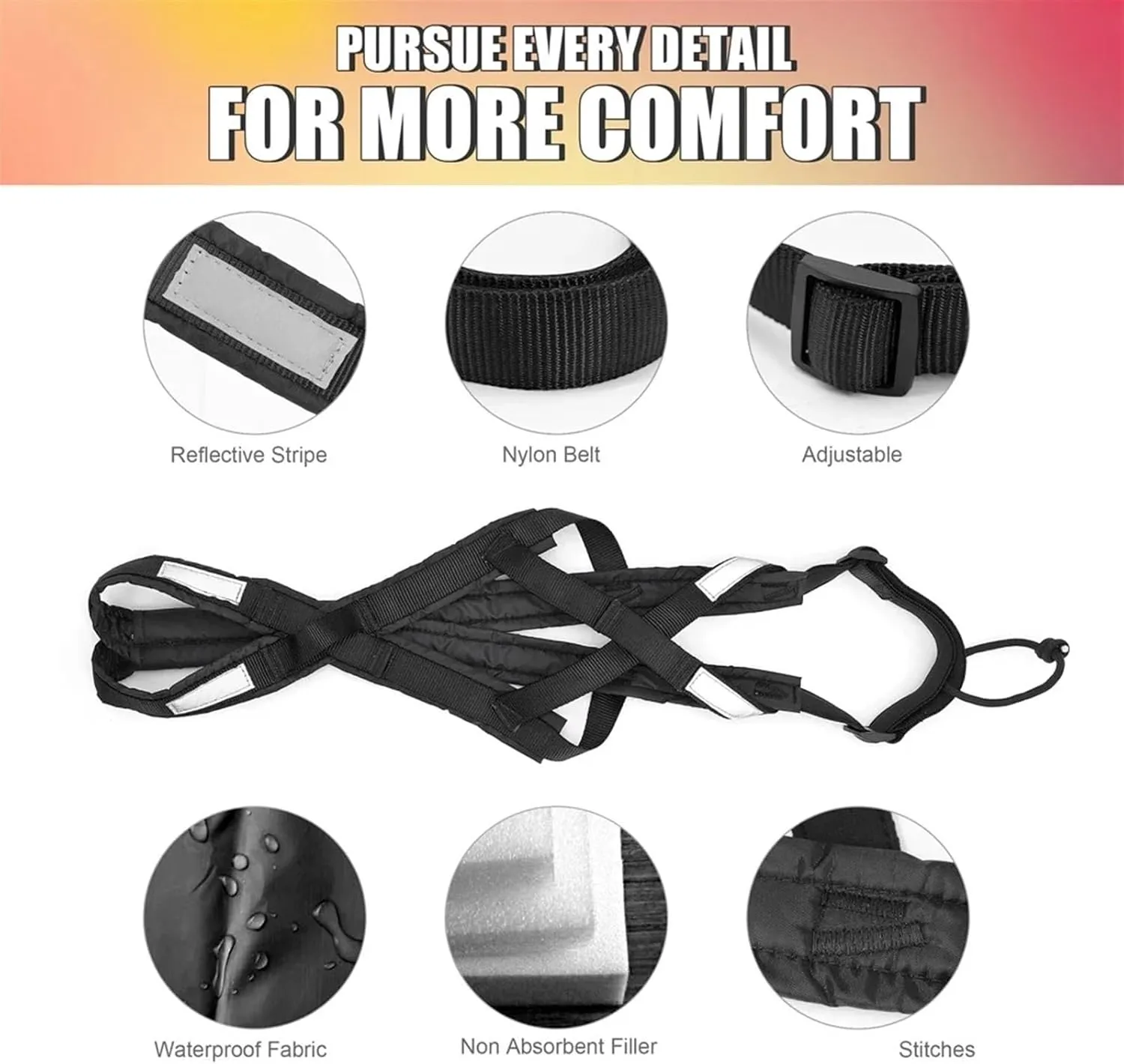 Dog Sledding Harness,Dog Harness Reflective Pet Sledding Skijoring Harness Waterproof Big Large Dogs Weight Pulling Vest for Pet Training(Red,M)