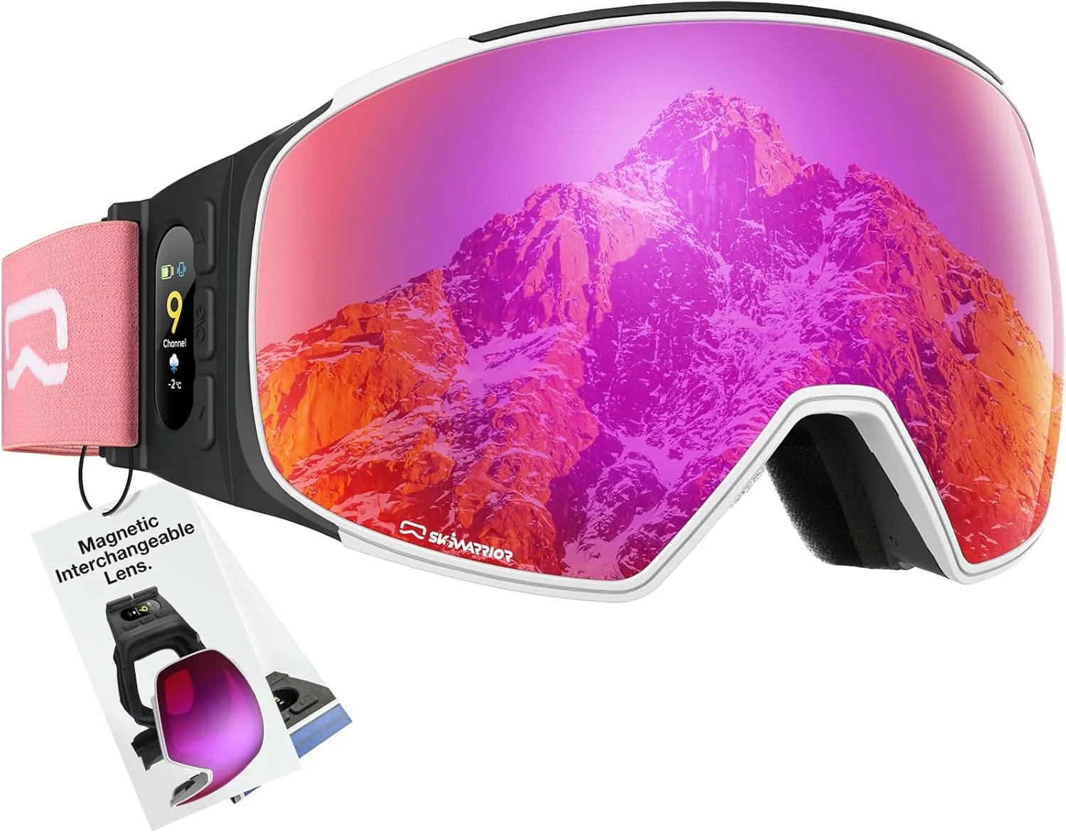 Double-Layer Replaceable Magnetic Lens with UV Protection, Anti-Glare Anti-Fog Features for G02 G03 Ski Goggles