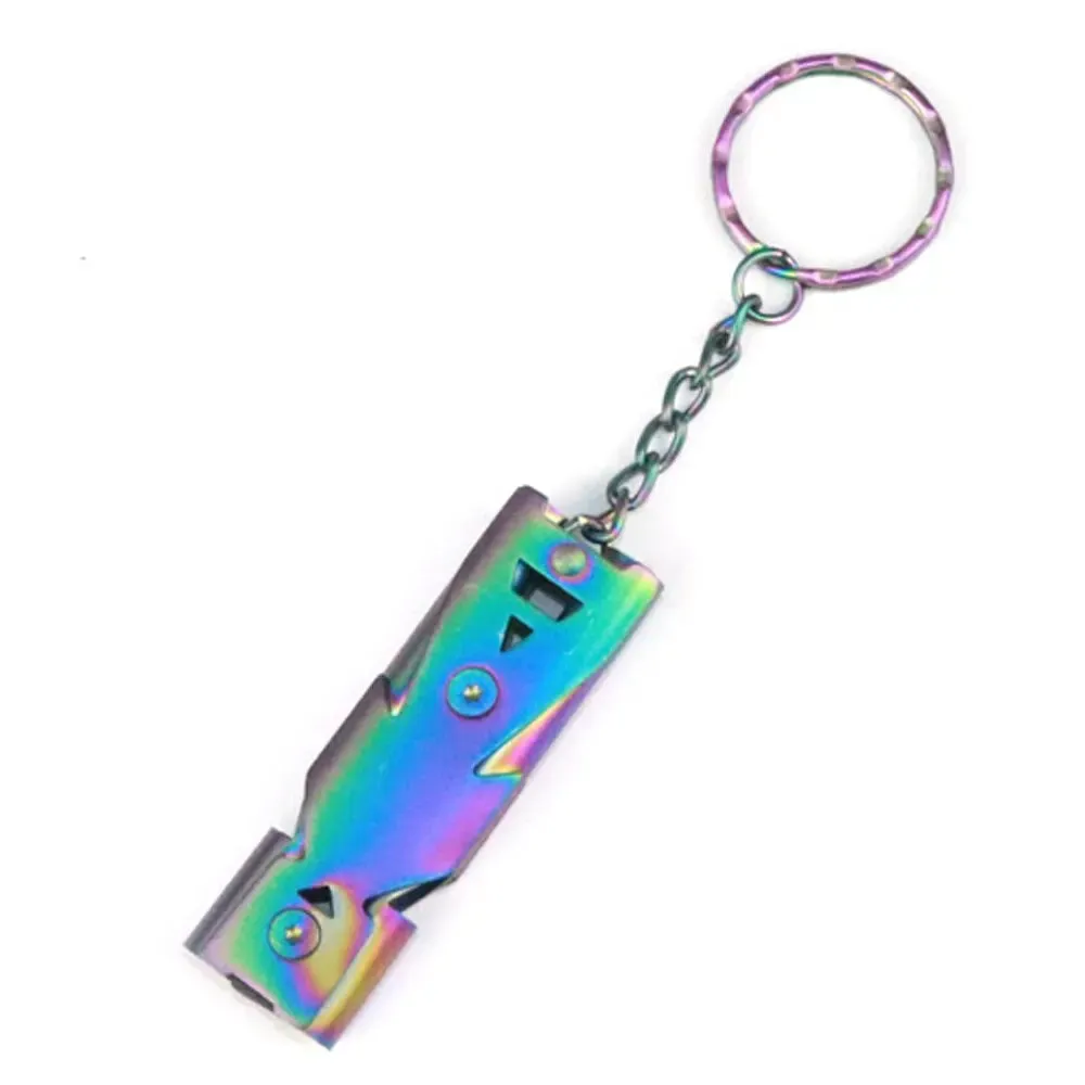 Double Pipe Whistle Keychain High Decibel Emergency Survival Tool for Camping Portable Multifunction Pendant 1pc