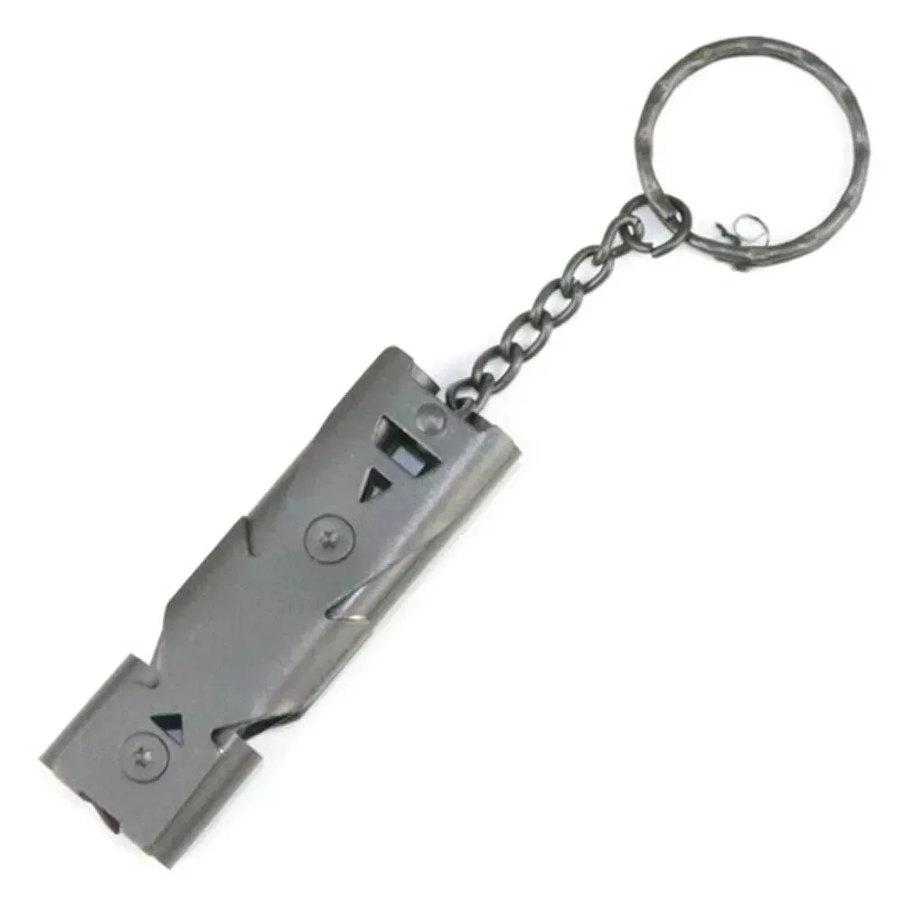 Double Pipe Whistle Keychain High Decibel Emergency Survival Tool for Camping Portable Multifunction Pendant 1pc