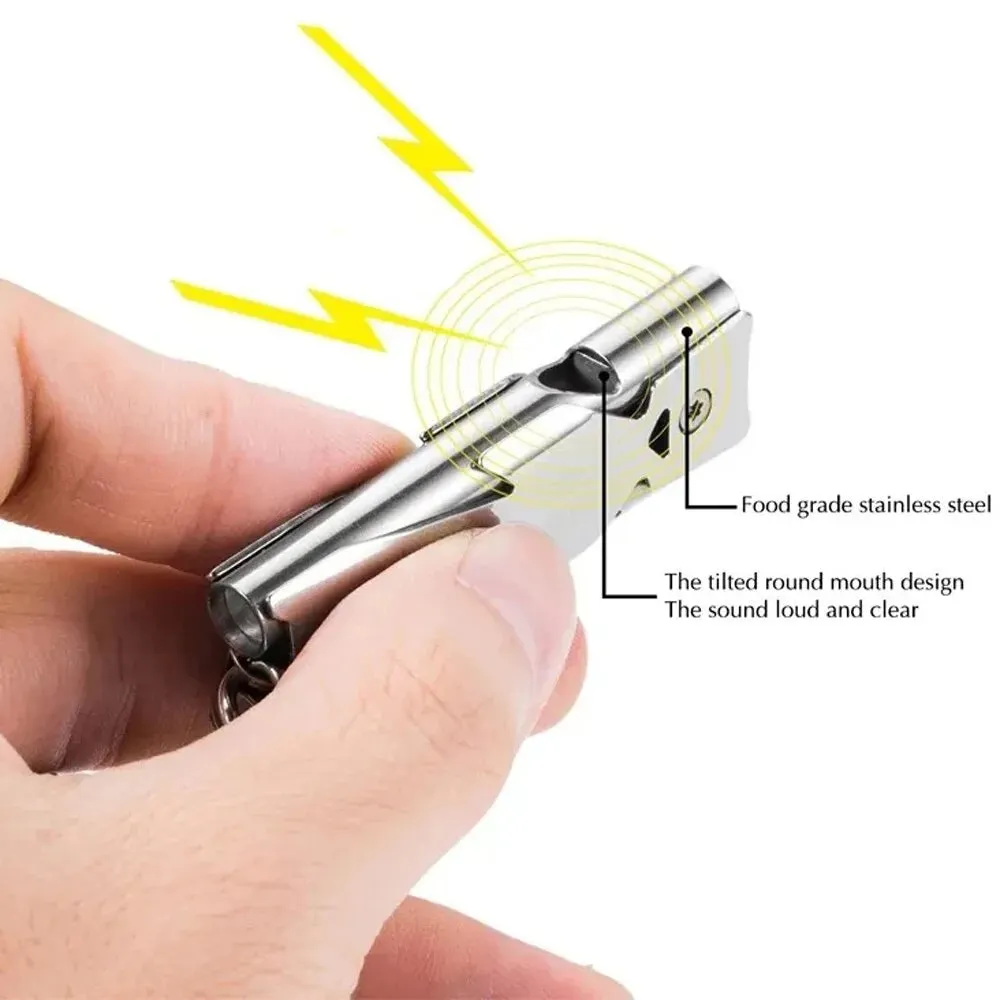 Double Pipe Whistle Keychain High Decibel Emergency Survival Tool for Camping Portable Multifunction Pendant 1pc