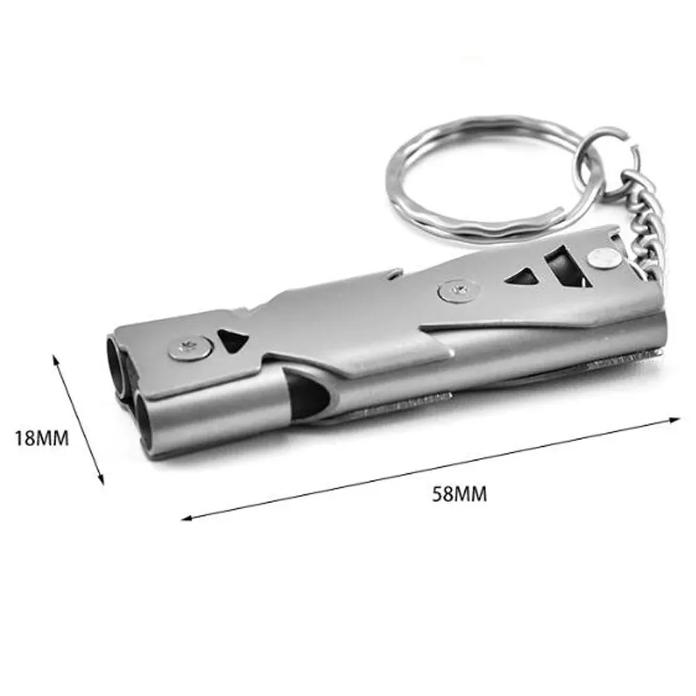 Double Pipe Whistle Keychain High Decibel Emergency Survival Tool for Camping Portable Multifunction Pendant 1pc