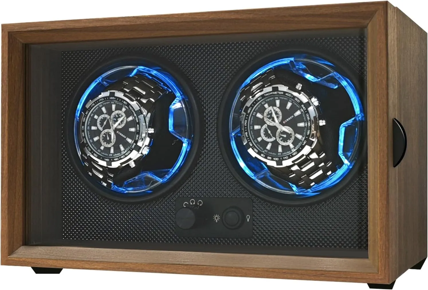 Double Watch Winder for Automatic Watches, Dual watch Winders Box for Watch lovers, with Quiet Motor 4 Rotation Mode Setting,Blue Light,Elastic Watch Pillows, Gift for Man