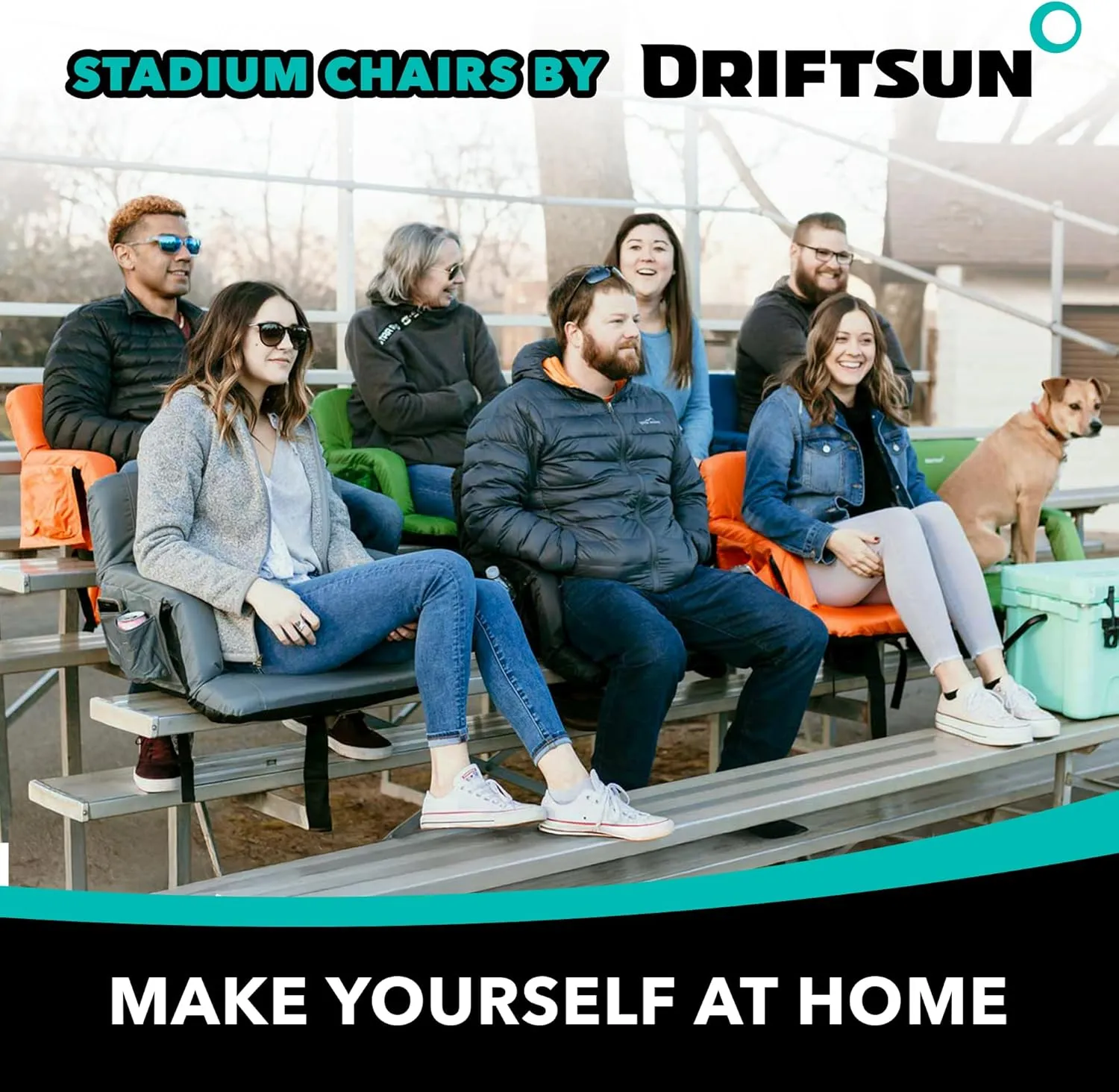 Driftsun Extra Wide Stadium Seats with Back Support - Deluxe Foldable Stadium Chairs for Bleachers - Folding Waterproof Sport Chair - Easy to Transport