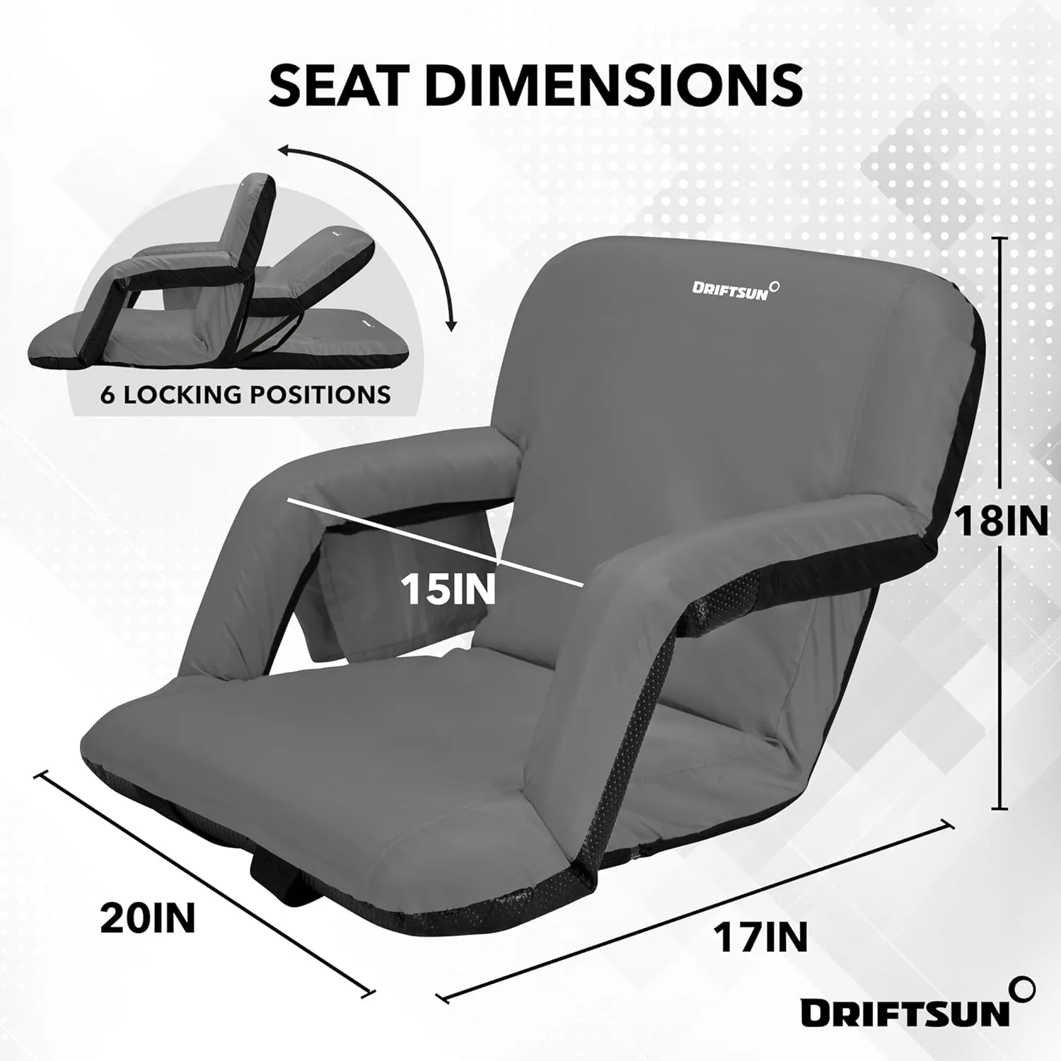 Driftsun Stadium Seats with Back Support, Deluxe Bleacher Chairs with Support Cushion, Padded Seats with Waterproof Chair