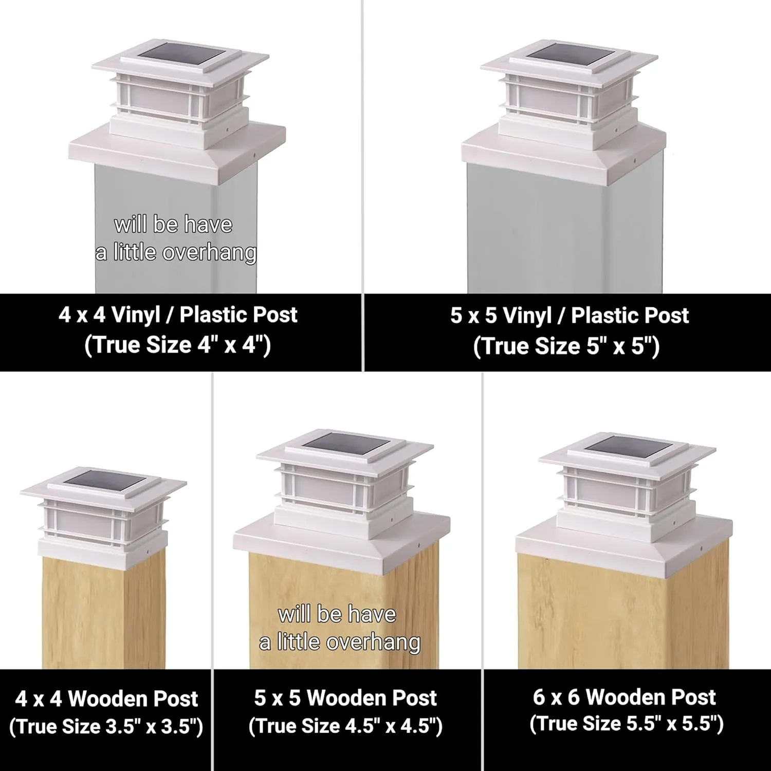 Dynaming 6 Pack Solar Post Cap Lights Outdoor, White Shell Fence Post Solar Lights Fit for 4x4 5x5 6x6 Vinyl/Wooden Posts, High Brightness Warm White SMD LED Lighting Decor for Garden Deck Patio