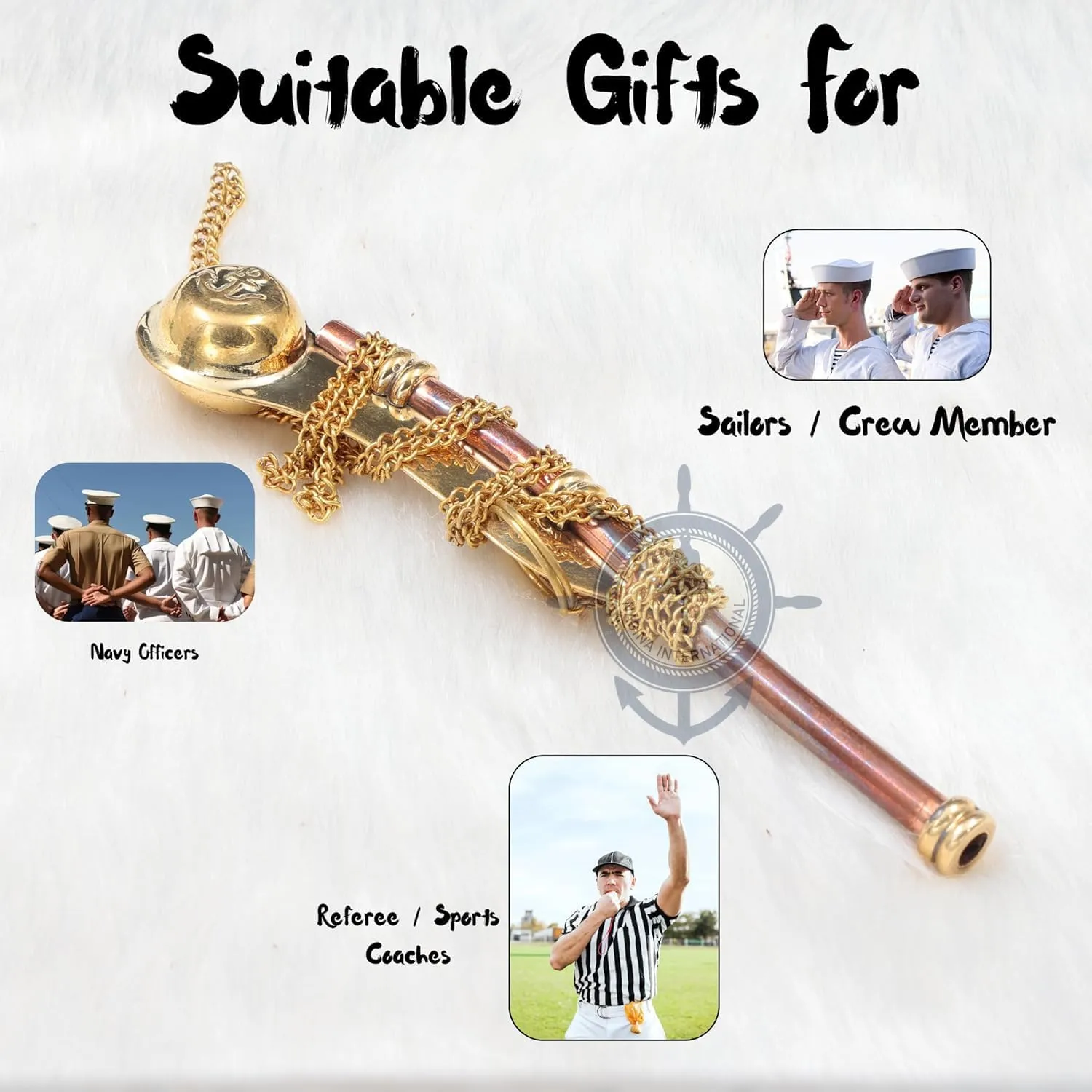 Echoes of the High Seas: Polished Brass Bosun's Pipe Whistle with Chain & Handcrafted Rosewood Anchor Case | Unveil Pirate's Legacy with Nagina International's Maritime Decor Collection