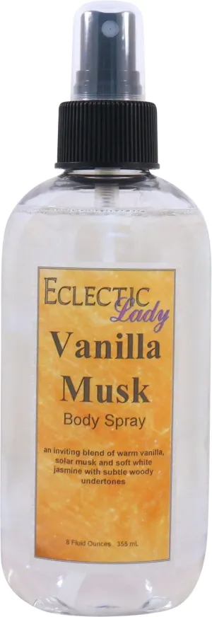 Eclectic Lady Vanilla Musk Body Spray, 8 ounces, Body Mist for Women with Clean, Light & Gentle Fragrance, Cologne with Soft, Subtle Aroma For Daily Use