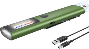 EDC Flashlight Slim Pocket Magnetic Flashlight 1300 High Lumens Work Light with Warning Light Combo EDC Flat Light Rechargeable LT-020 (Green)