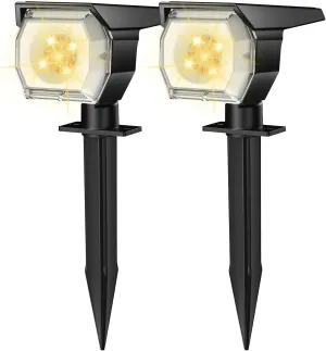 EIUIO Solar Outdoor Lights, 3 Lighting Modes Solar Spot Lights Outdoor with Auto On/Off, Waterproof Landscape Lighting for Garden Yard Pathway