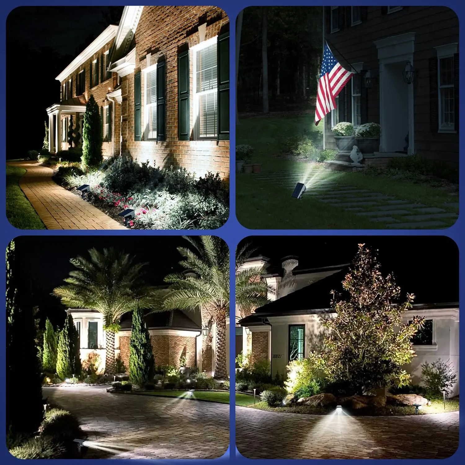 EIUIO Solar Outdoor Lights, 3 Lighting Modes Solar Spot Lights Outdoor with Auto On/Off, Waterproof Landscape Lighting for Garden Yard Pathway