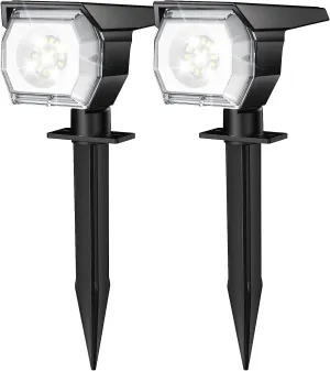 EIUIO Solar Outdoor Lights, 3 Lighting Modes Solar Spot Lights Outdoor with Auto On/Off, Waterproof Landscape Lighting for Garden Yard Pathway