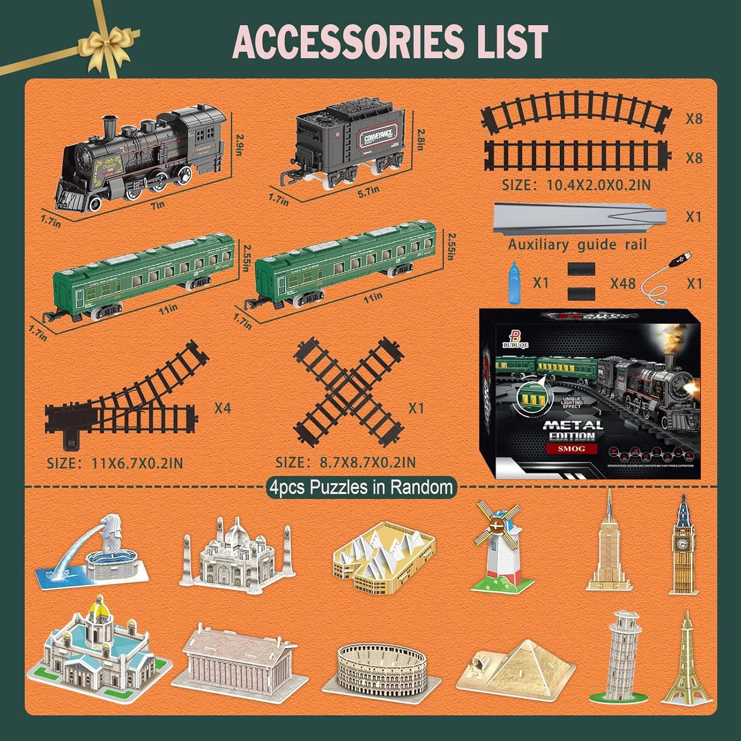 Electric Train Sets for Kids Metal Alloy Christmas Train Toys Steam Locomotive, Glowing Passenger Carriages, Luxury Tracks, Light & Sounds Rechargeable Birthday Gifts for Boys Girls Red Green …