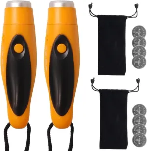 Electric Whistle Emergency 2 Pack for Coaches Referee with Lanyard, Battery Included, 125 dB 3 Tone High Volume Orange Black
