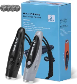 Electronic Whistles 2 Pack, Handheld 3 Tones High Volume Electric Whistles with Lanyard for Teacher, Coaches, Referees, Training Whistle, Loudest Outdoor Emergency Whistle, Sports Whistle Gifts