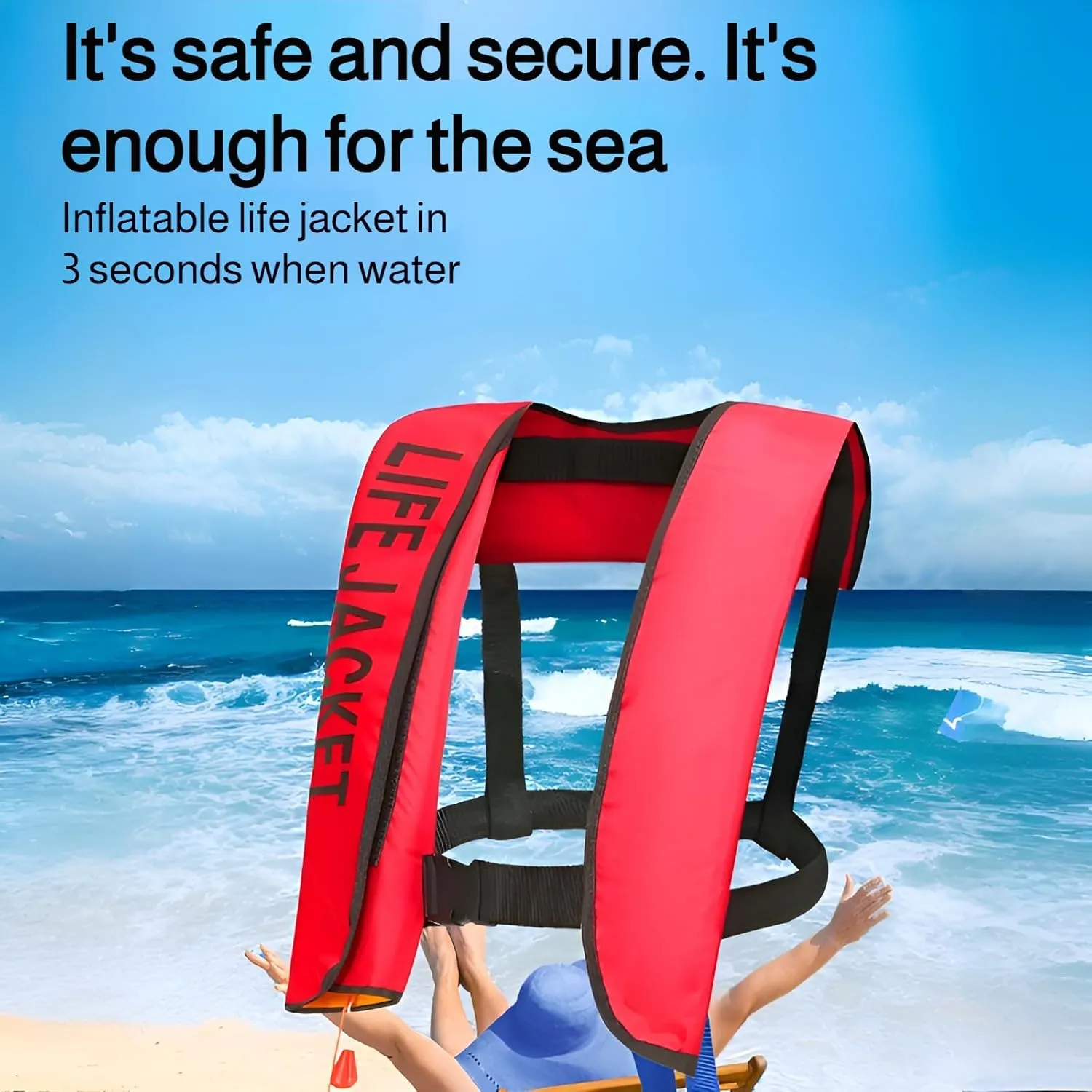 [Ellniges]【Compact Inflatable PFD for Adults】 Fishing Kayak Life Jacket - 【Instant 3s Inflation】, Heavy-Duty D-Rings, Breathable Oxford Fabric with Detachable Hood Compatty, Emergency Whistle