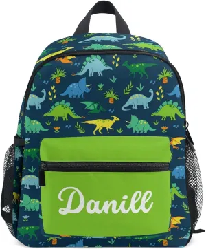 Emelivor Custom Dinosaur Colorful Preschool Backpack for Toddler Boy Girl School Bag for Children Personalized Lightweight Toddler Bookbag with Chest Strap