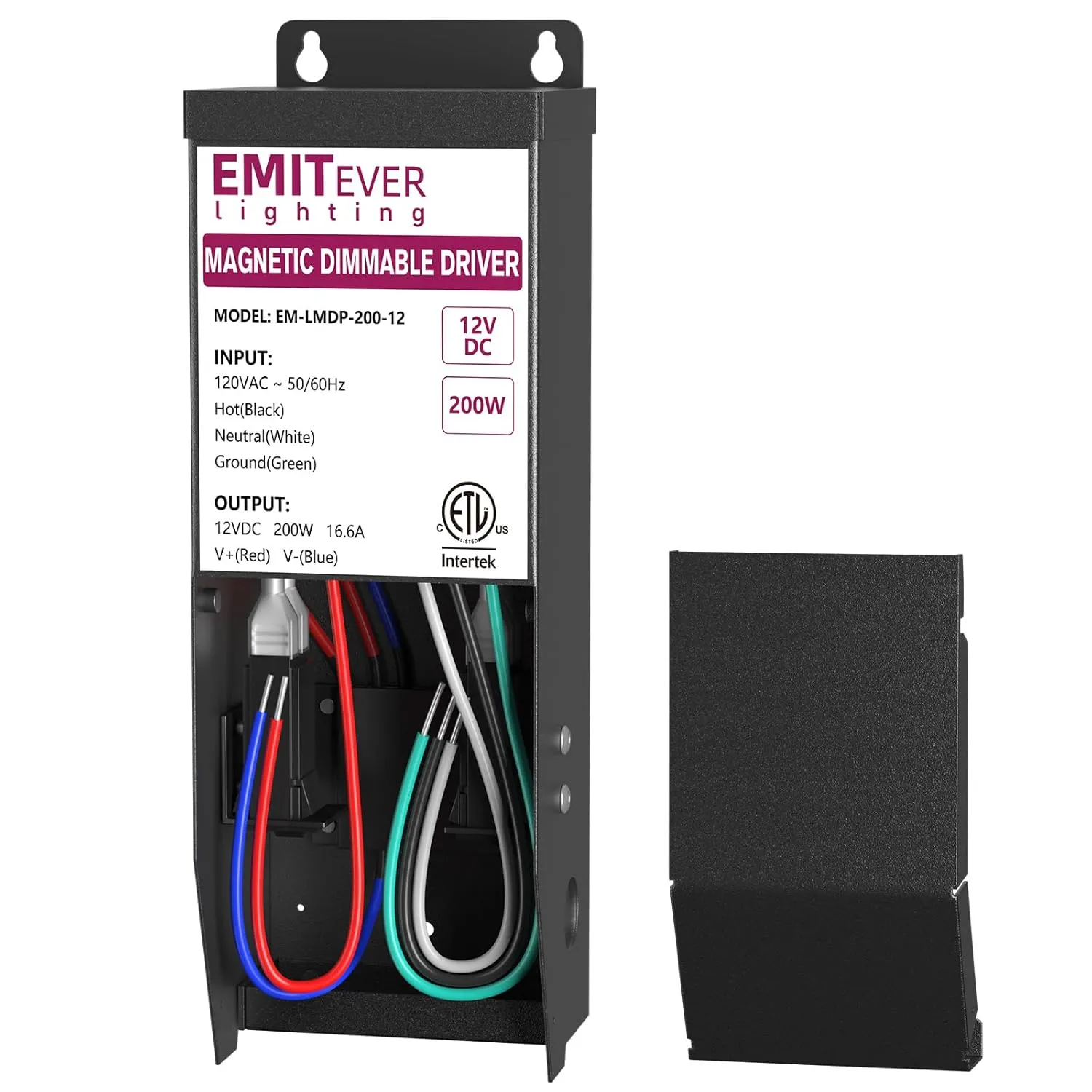 EMITEVER Magnetic Dimmable Transformer,12V 200W LED Drvier,ETL Listed Power Supply,Compatible with Lutron and Leviton Dimmers,120VAC to 12VDC for LED Strip Light,Kitchen,Cabinet