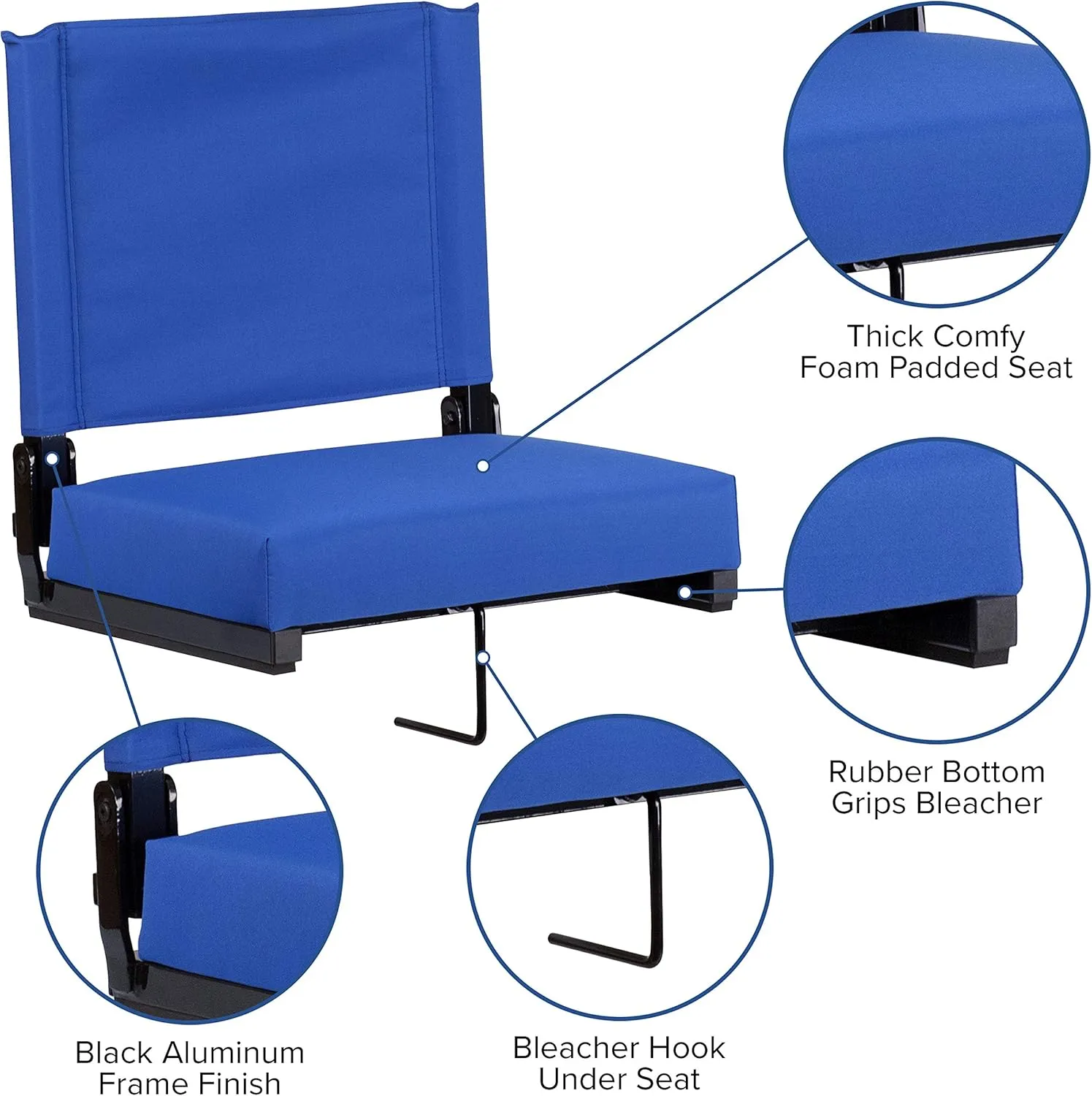 EMMA   OLIVER Lightweight Stadium Chair with Ultra-Padded Seat, 500 lb. Rated