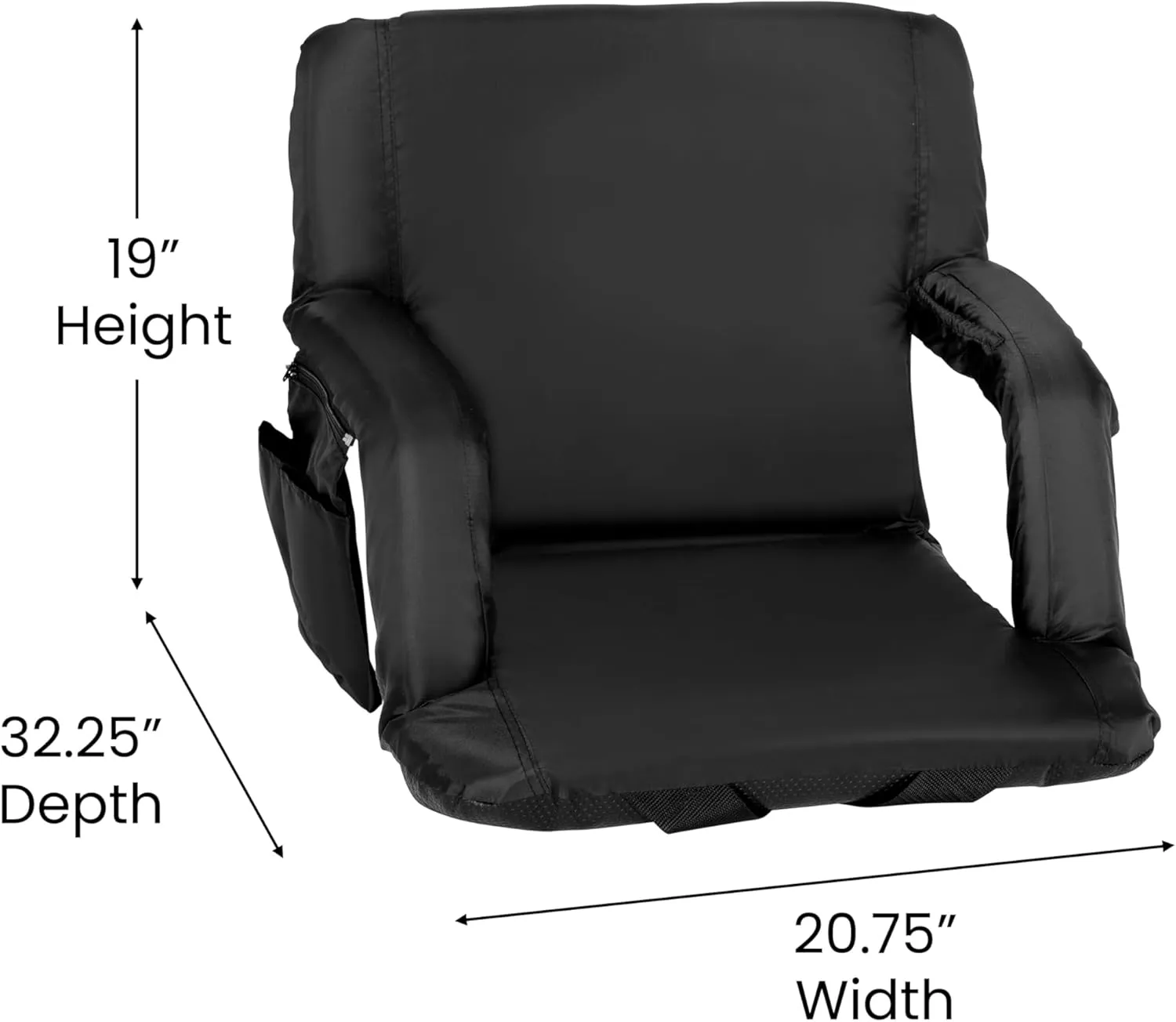 EMMA   OLIVER Portable Stadium Chair with Armrests, Reclining Padded Back & Seat, Lightweight Metal Frame & Backpack Straps, Storage Pockets