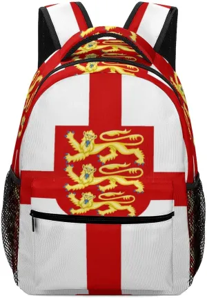 England Flag Logo Travel Backpack Lightweight Shoulders Bag Laptop Daypack for Work Office