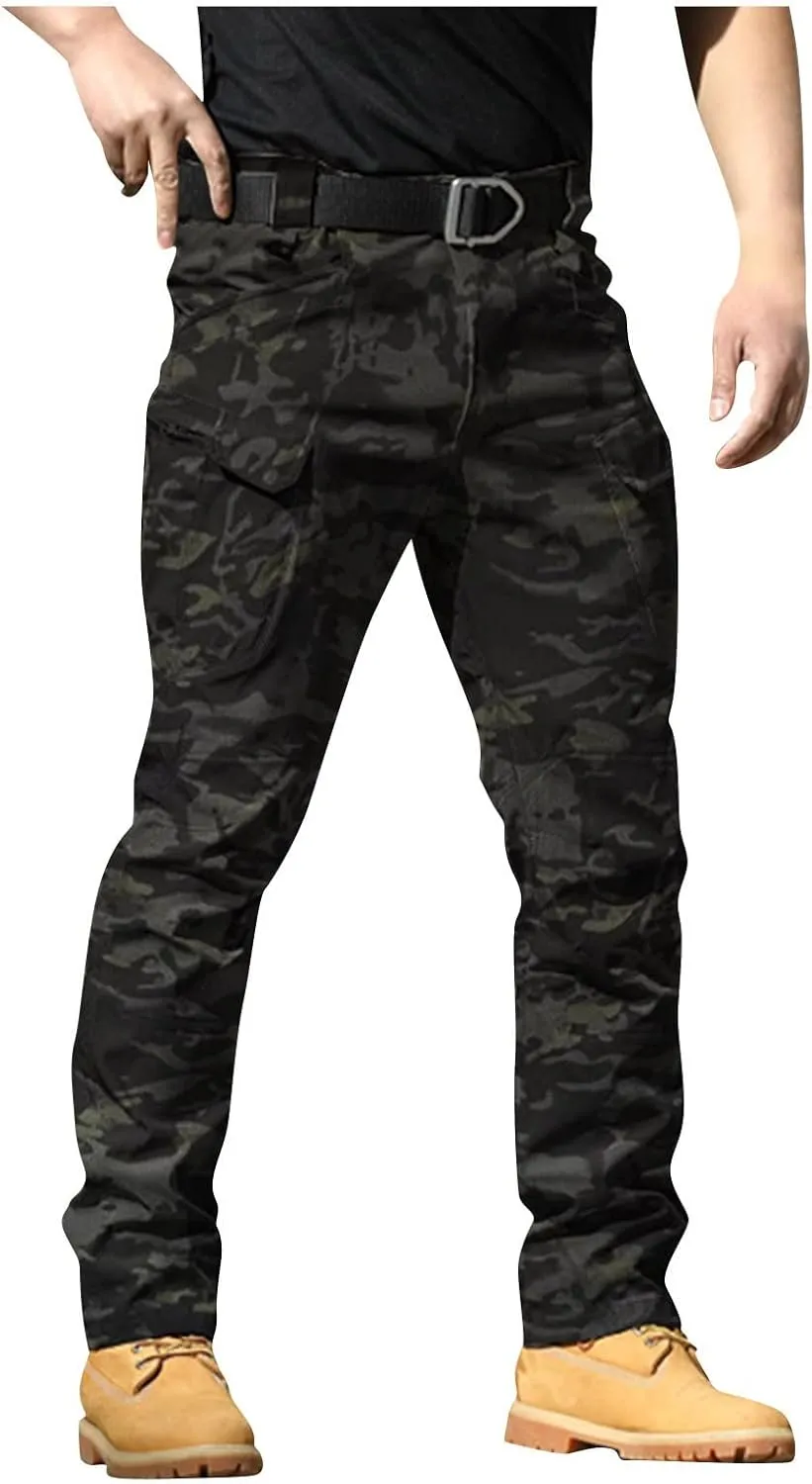 eoeioa Mens Cargo Pants Relaxed Fit Work Hiking Pants Stretch Tactical Pants Lightweight Outdoor Travel Pants w/Multi Pockets