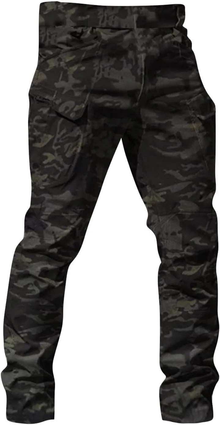 eoeioa Mens Cargo Pants Relaxed Fit Work Hiking Pants Stretch Tactical Pants Lightweight Outdoor Travel Pants w/Multi Pockets