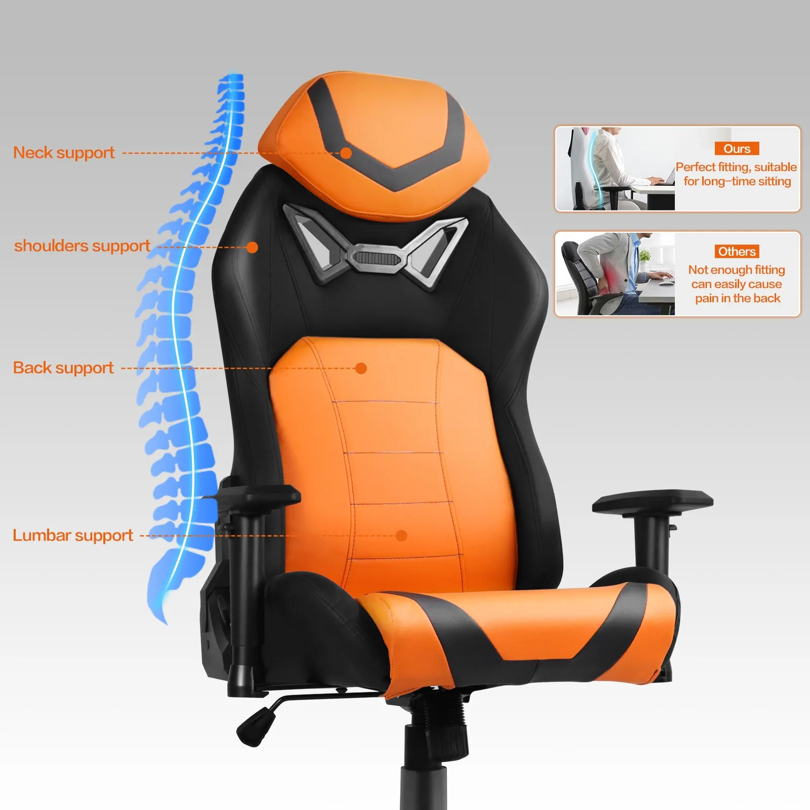 Ergonomic Gaming Chairs for Adults with High-Density Memory Foam | Swivel Comfortable Office Chair, Big and Tall Video Game Chair, High Back Computer Chair for Home, Office