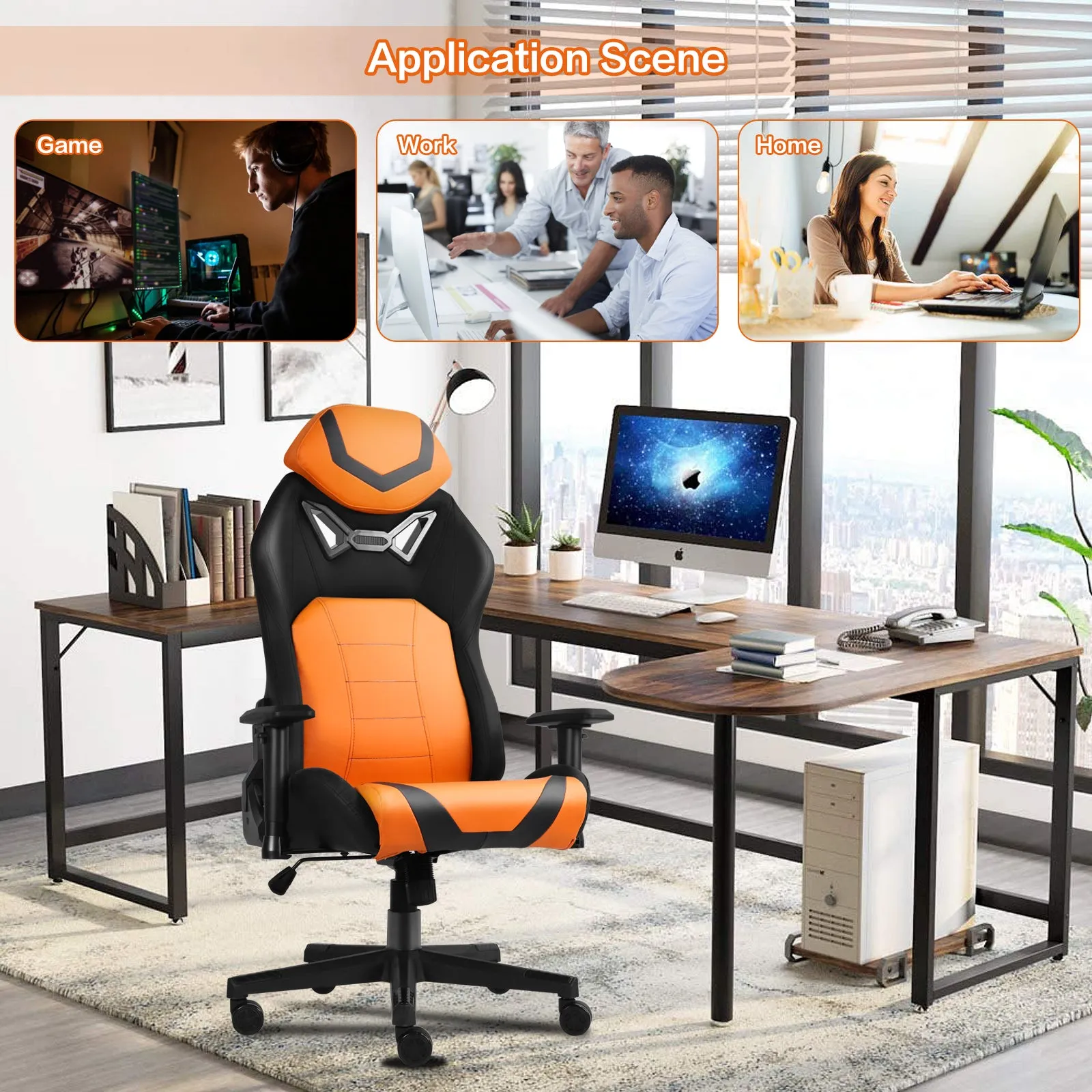 Ergonomic Gaming Chairs for Adults with High-Density Memory Foam | Swivel Comfortable Office Chair, Big and Tall Video Game Chair, High Back Computer Chair for Home, Office