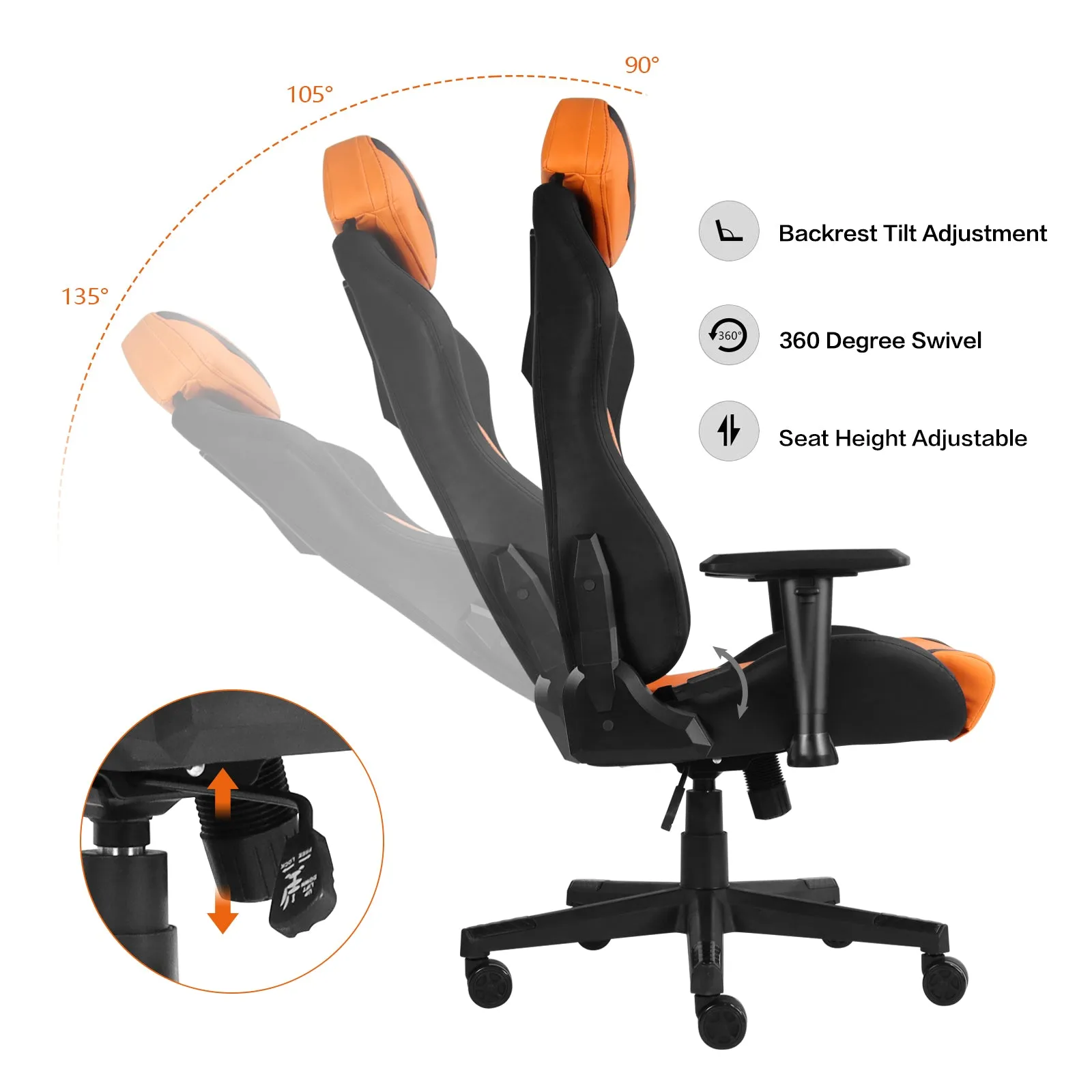 Ergonomic Gaming Chairs for Adults with High-Density Memory Foam | Swivel Comfortable Office Chair, Big and Tall Video Game Chair, High Back Computer Chair for Home, Office