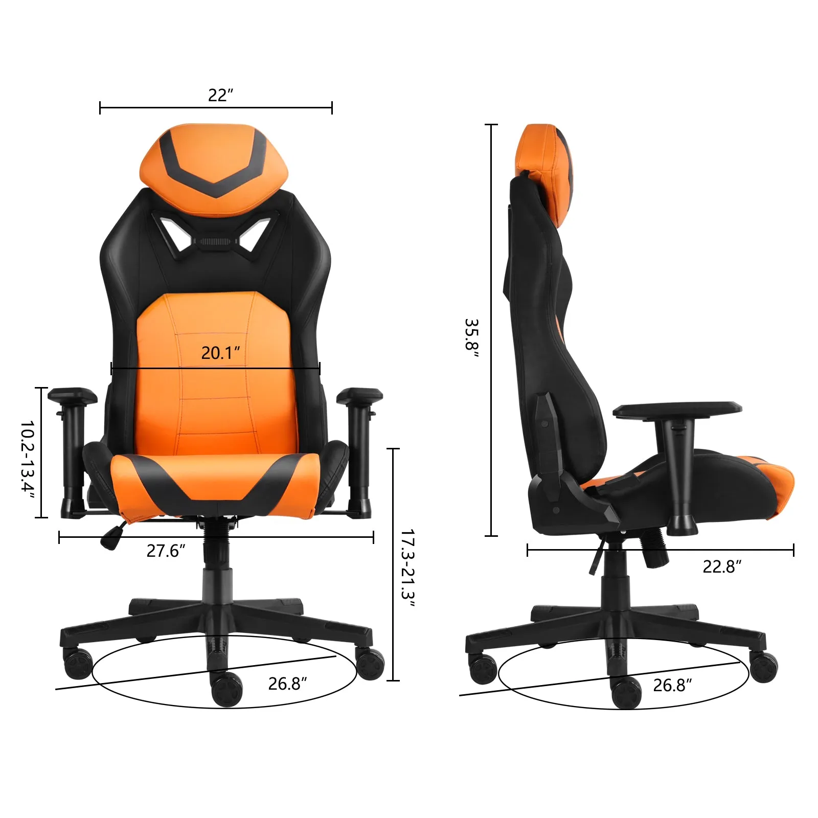 Ergonomic Gaming Chairs for Adults with High-Density Memory Foam | Swivel Comfortable Office Chair, Big and Tall Video Game Chair, High Back Computer Chair for Home, Office