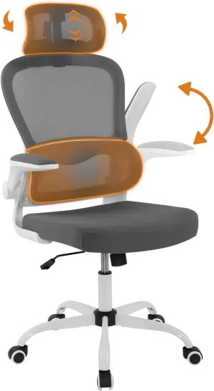 Ergonomic Office Chair, Breathable Mesh Home Office Desk Chairs with Wheels, Comfortable Executive Chair with Adaptive Lumbar Support, High Back Computer Gaming Chair with Armrests (Grey)