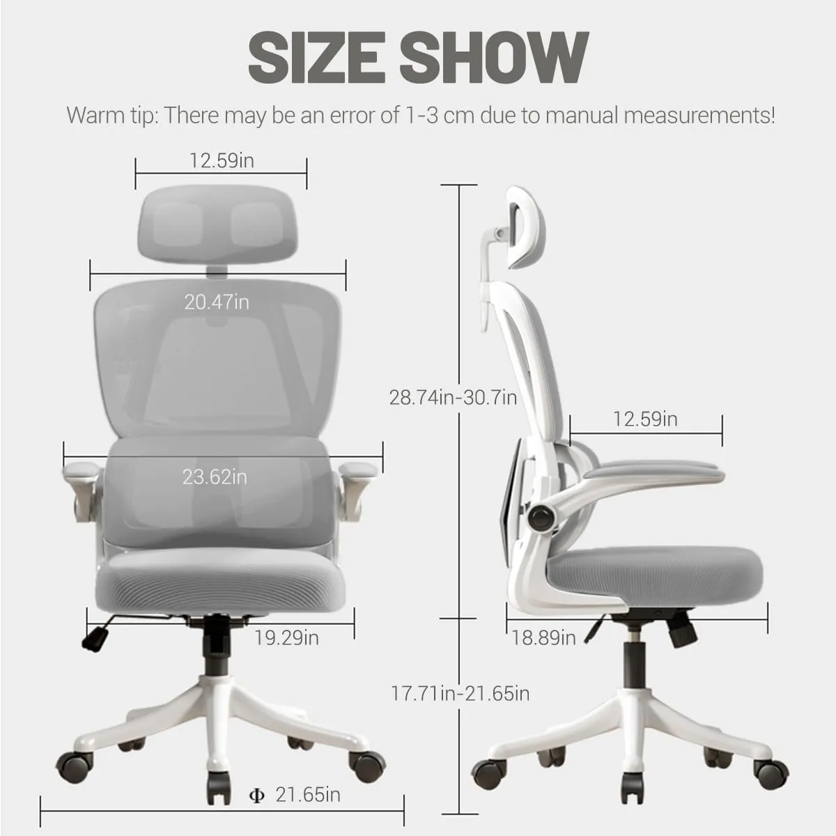 Ergonomic Office Chair Computer Desk Chairs with Flip-up Armrests and Lumbar Support, High Back Mesh Gaming Chairs with Adjustable Headrest