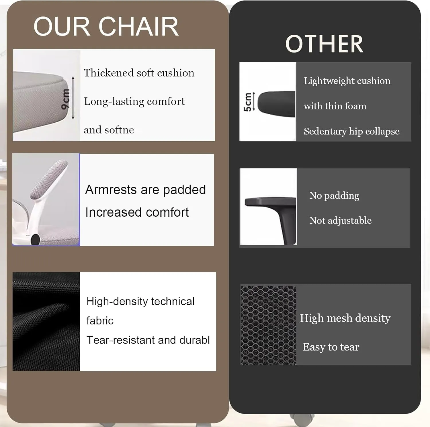 Ergonomic Office Chair Computer Desk Chairs with Flip-up Armrests and Lumbar Support, High Back Mesh Gaming Chairs with Adjustable Headrest