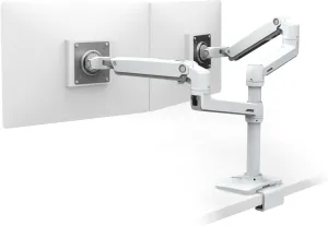 Ergotron – LX Vertical Stacking Dual Monitor Arm, VESA Desk Mount – for 2 Monitors Up to 24 Inches, 7 to 20 lbs Each – Under Mount C-Clamp, White