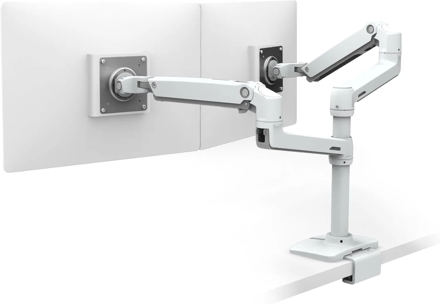 Ergotron – LX Vertical Stacking Dual Monitor Arm, VESA Desk Mount – for 2 Monitors Up to 24 Inches, 7 to 20 lbs Each – Under Mount C-Clamp, White