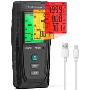 ERICKHILL 3 in 1 EMF Detector, Electromagnetic Field Radiation Detector for EF, RF, MF, WiFi,5G Signal,Triple Alarm Modes, Type-C Charging, EMF Meter for Home, Office, and Paranormal Investigation