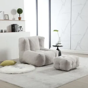 espidoo Fluffy Bean Bag Chair: Super Soft Memory Foam Ottoman - Modern Mosha Velvet Upholstery for Adults & Kids - Living Room Bedroom Reading Nursery Comfort