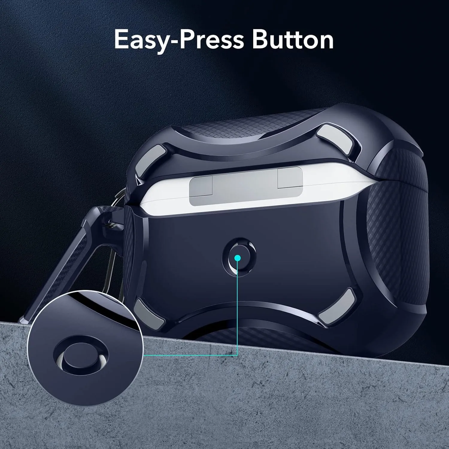 ESR for AirPods Pro 2nd Generation Case (HaloLock), Compatible with Airpods Pro Case 2nd/1st Gen (2023/2022/2019), Compatible with MagSafe, Powerful Drop Protection, Magnetic Lid, Navy Blue